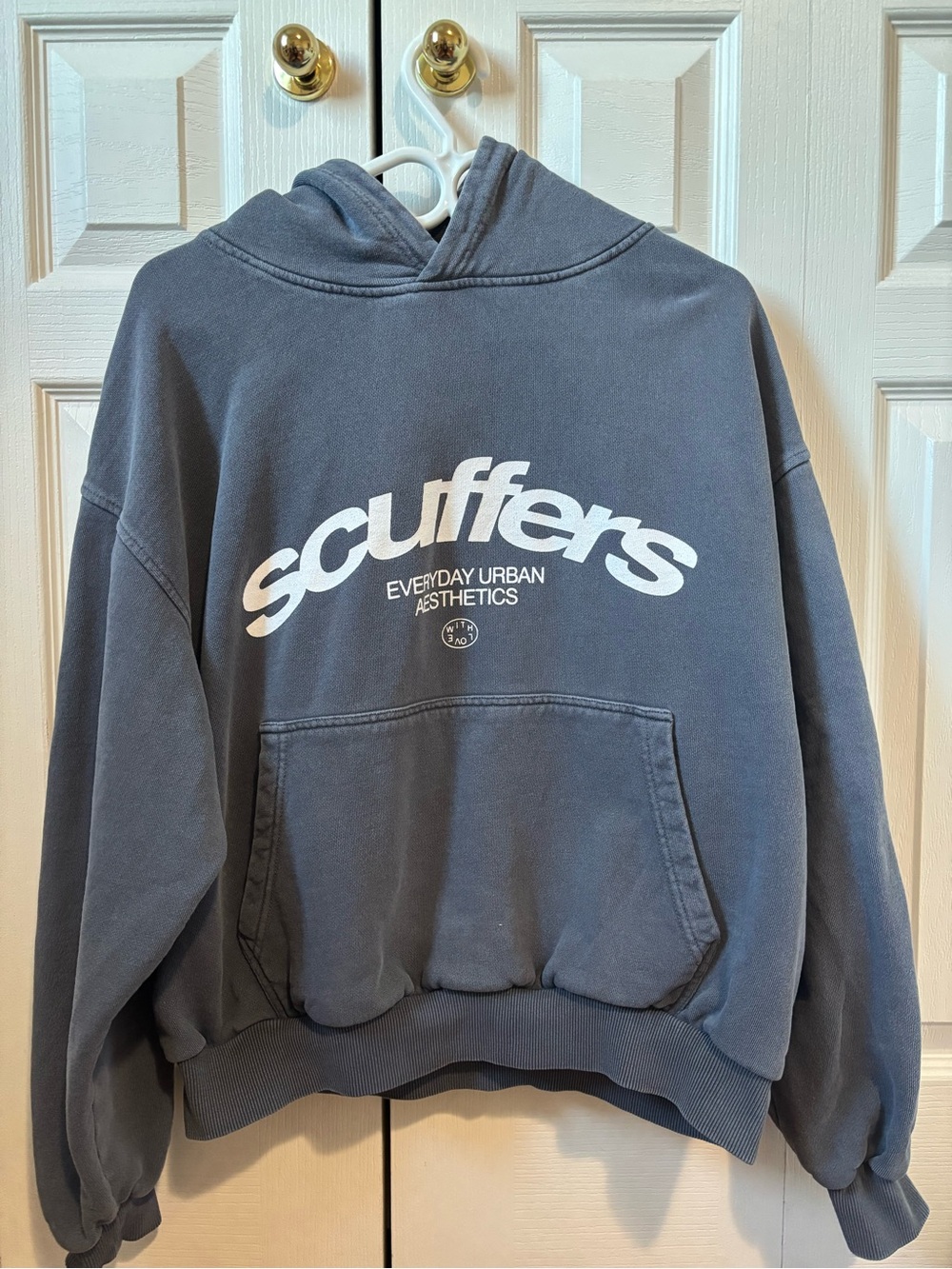 Scuffers Iconic Blue Hoodie Everyday Urban Aesthetics size Medium